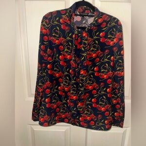Ted Baker Cherry Print Blouse - Red and Navy